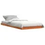 Solid pine wood bed frame in brown wax finish 100x200 cm by , Beds and slatted bases - Ref: Foro24-847152, Price: 61,25 €, Di...