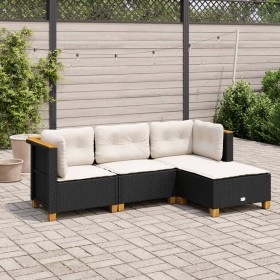 Juego de sofás jardín 4 pzas con cojines ratán sintético negro de , Conjuntos de jardín - Ref: Foro24-3261779, Precio: 277,79...
