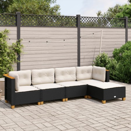 Set de muebles de jardín 5 pzas y cojines ratán sintético negro de , Conjuntos de jardín - Ref: Foro24-3261785, Precio: 369,2...