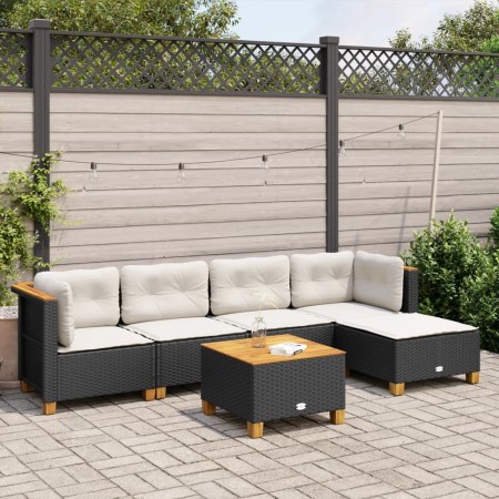 Set de sofás de jardín 6 piezas y cojines ratán sintético negro de , Conjuntos de jardín - Ref: Foro24-3261791, Precio: 426,4...