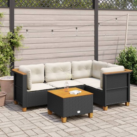 Set de muebles de jardín 5 pzas y cojines ratán sintético negro de , Conjuntos de jardín - Ref: Foro24-3261803, Precio: 385,9...