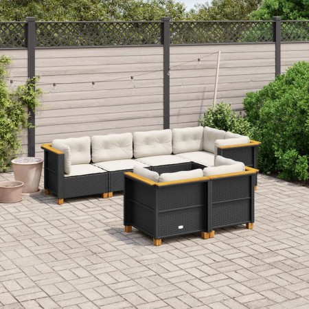 Set de sofás de jardín 7 pzas con cojines ratán sintético negro de , Conjuntos de jardín - Ref: Foro24-3261881, Precio: 558,1...