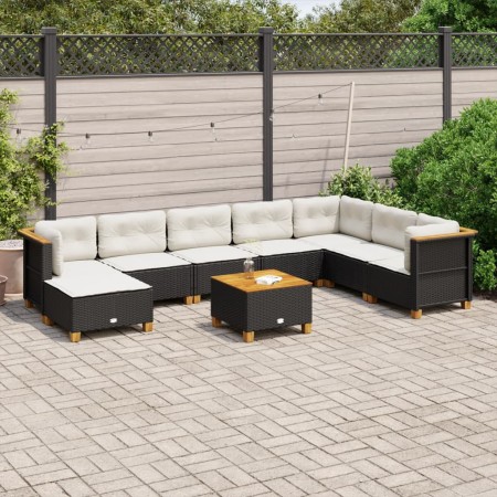 Set de sofás de jardín 8 piezas y cojines ratán sintético negro de , Conjuntos de jardín - Ref: Foro24-3261959, Precio: 623,0...