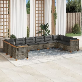 Set de sofás de jardín 10 pzas con cojines ratán sintético gris de , Conjuntos de jardín - Ref: Foro24-3262023, Precio: 827,1...