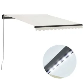 Toldo retráctil manual con LED crema 300x250 cm de vidaXL, Toldos - Ref: Foro24-3055221, Precio: 277,01 €, Descuento: %