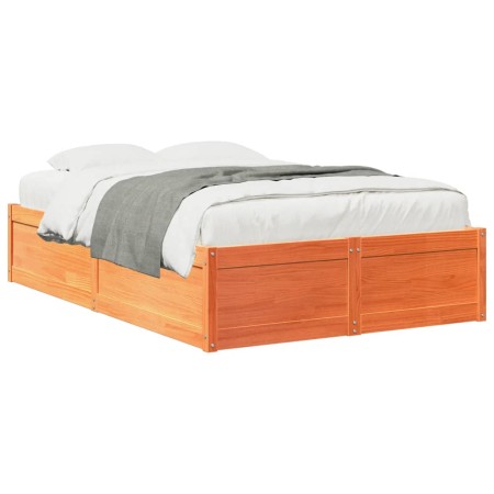 Estructura de cama madera maciza pino marrón cera 120x190 cm de , Camas y somieres - Ref: Foro24-3282389, Precio: 198,38 €, D...