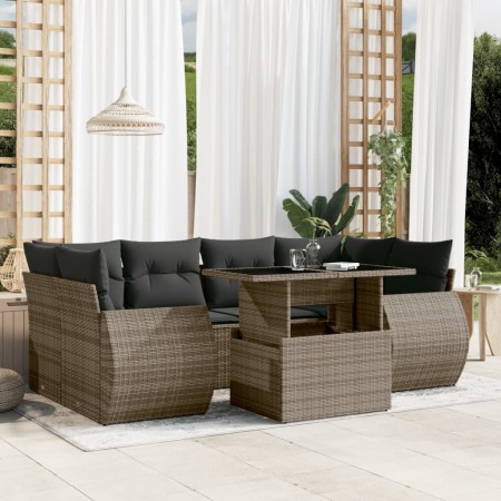 Set de sofás de jardín 7 pzas con cojines ratán sintético gris de , Conjuntos de jardín - Ref: Foro24-3268390, Precio: 490,62...