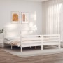 Estructura cama de matrimonio con cabecero madera maciza blanco de vidaXL, Camas y somieres - Ref: Foro24-3195107, Precio: 15...