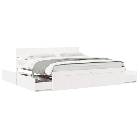 Estructura de cama con cajones madera maciza de pino 200x200 cm de , Camas y somieres - Ref: Foro24-3282337, Precio: 365,35 €...