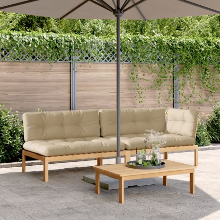 Set de sofás de palets de jardín y cojines 3 pzas madera acacia de , Sofás de exterior - Ref: Foro24-3209321, Precio: 464,36 ...