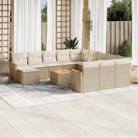 Set sofás de jardín con cojines 13 pzas ratán sintético beige en Conjuntos de jardín | Comprar online en Foru.es