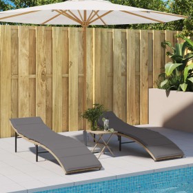 Tumbonas con cojines 2 unidades ratán sintético beige de , Tumbonas - Ref: Foro24-3277305, Precio: 194,70 €, Descuento: %