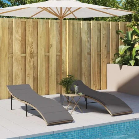 Tumbonas con cojines 2 unidades ratán sintético beige de , Tumbonas - Ref: Foro24-3277305, Precio: 249,76 €, Descuento: %
