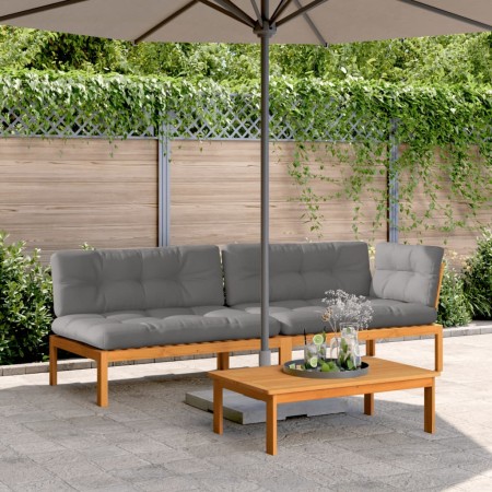 Set de sofás de palets de jardín y cojines 3 pzas madera acacia de , Sofás de exterior - Ref: Foro24-3209446, Precio: 456,29 ...