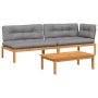 Set de sofás de palets de jardín y cojines 3 pzas madera acacia de , Sofás de exterior - Ref: Foro24-3209446, Precio: 456,29 ...