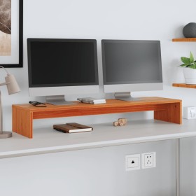 Soporte de monitor madera maciza pino marrón cera 100x27x15 cm de , Bases y elevadores para ordenadores - Ref: Foro24-847165,...