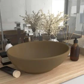 Luxury oval matte cream ceramic washbasin 40x33 cm by vidaXL, Sinks - Ref: Foro24-146930, Price: 47,80 €, Discount: %