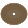 Lavabo de lujo ovalado cerámica crema mate 40x33 cm de vidaXL, Lavabos - Ref: Foro24-146930, Precio: 56,62 €, Descuento: %