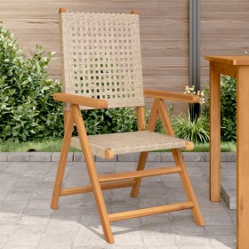 Sillas de jardín 2 uds madera maciza de acacia ratán PE beige de , Sillas de jardín - Ref: Foro24-367653, Precio: 169,23 €, D...