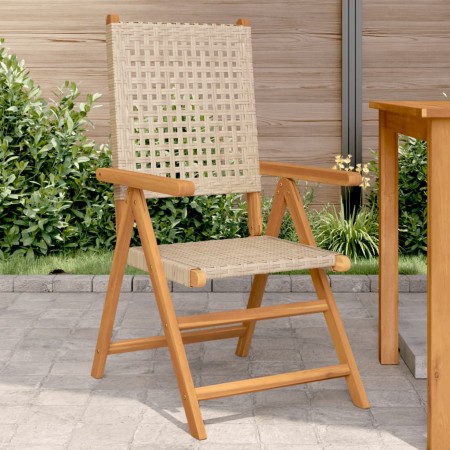 Sillas de jardín 2 uds madera maciza de acacia ratán PE beige de , Sillas de jardín - Ref: Foro24-367653, Precio: 169,23 €, D...
