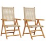 Sillas de jardín 2 uds madera maciza de acacia ratán PE beige de , Sillas de jardín - Ref: Foro24-367653, Precio: 169,23 €, D...