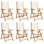 Sillas jardín reclinables 6 uds tela madera maciza blanco crema de , Sillas de jardín - Ref: Foro24-3214539, Precio: 442,52 €...