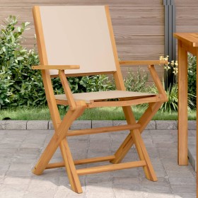 Sillas de jardín 2 uds madera maciza acacia y tela beige de , Sillas de jardín - Ref: Foro24-367672, Precio: 135,67 €, Descue...