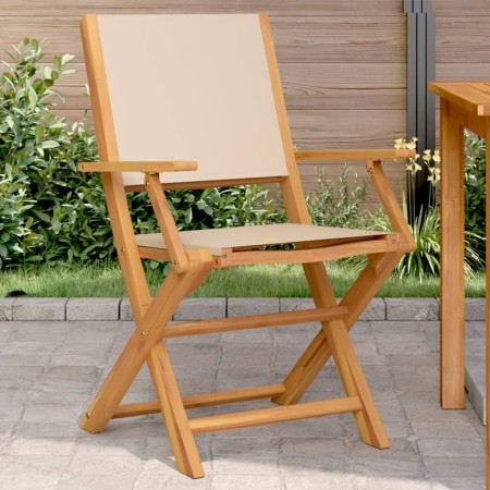 Sillas de jardín 2 uds madera maciza acacia y tela beige de , Sillas de jardín - Ref: Foro24-367672, Precio: 135,67 €, Descue...