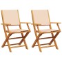 Sillas de jardín 2 uds madera maciza acacia y tela beige de , Sillas de jardín - Ref: Foro24-367672, Precio: 135,67 €, Descue...