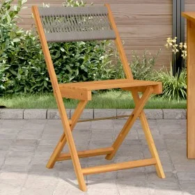 Sillas de bistró 2 uds madera maciza de acacia y cuerda gris by , Garden chairs - Ref: Foro24-367679, Price: 93,06 €, Discoun...