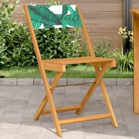Sillas de bistró 2 uds madera acacia y tela estampado de hojas de , Sillas de jardín - Ref: Foro24-367685, Precio: 89,37 €, D...