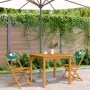 Sillas de bistró 2 uds madera acacia y tela estampado de hojas de , Sillas de jardín - Ref: Foro24-367685, Precio: 85,70 €, D...