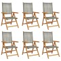 Sillas de jardín reclinables 6 uds ratán PE madera maciza gris de , Sillas de jardín - Ref: Foro24-3214524, Precio: 457,62 €,...