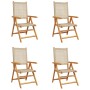 Sillas de jardín reclinables 4 uds ratán PE madera maciza beige de , Sillas de jardín - Ref: Foro24-3214526, Precio: 324,85 €...