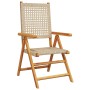 Sillas de jardín reclinables 4 uds ratán PE madera maciza beige de , Sillas de jardín - Ref: Foro24-3214526, Precio: 324,85 €...