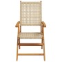 Sillas de jardín reclinables 4 uds ratán PE madera maciza beige de , Sillas de jardín - Ref: Foro24-3214526, Precio: 324,85 €...