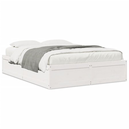 Estructura de cama de madera maciza de pino blanco 140x190 cm de , Camas y somieres - Ref: Foro24-3282382, Precio: 208,29 €, ...