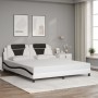 Estructura cama con luces LED cuero PE blanco negro 180x200 cm de , Camas y somieres - Ref: Foro24-3214042, Precio: 264,60 €,...
