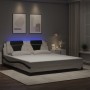 Estructura cama con luces LED cuero PE blanco negro 180x200 cm de , Camas y somieres - Ref: Foro24-3214042, Precio: 264,60 €,...