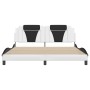 Estructura cama con luces LED cuero PE blanco negro 180x200 cm de , Camas y somieres - Ref: Foro24-3214042, Precio: 264,60 €,...
