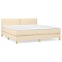 Cama box spring con colchón tela color crema 160x200 cm de , Camas y somieres - Ref: Foro24-3140550, Precio: 498,54 €, Descue...