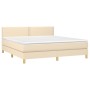Cama box spring con colchón tela color crema 160x200 cm de , Camas y somieres - Ref: Foro24-3140550, Precio: 498,54 €, Descue...