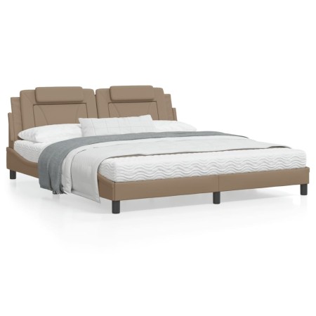 Estructura de cama cabecero cuero sintético capuchino 180x200cm de , Camas y somieres - Ref: Foro24-3208114, Precio: 229,27 €...