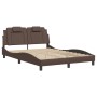 Estructura de cama cabecero cuero sintético marrón 140x200 cm de , Camas y somieres - Ref: Foro24-3208098, Precio: 229,56 €, ...