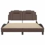Bed frame with brown synthetic leather headboard 140x200 cm by , Beds and slatted bases - Ref: Foro24-3208098, Price: 223,49 ...