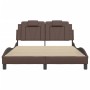 Estructura de cama cabecero cuero sintético marrón 140x200 cm de , Camas y somieres - Ref: Foro24-3208098, Precio: 229,56 €, ...