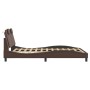 Estructura de cama cabecero cuero sintético marrón 140x200 cm de , Camas y somieres - Ref: Foro24-3208098, Precio: 229,56 €, ...