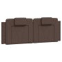 Estructura de cama cabecero cuero sintético marrón 140x200 cm de , Camas y somieres - Ref: Foro24-3208098, Precio: 229,56 €, ...