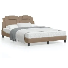 Estructura de cama cabecero cuero sintético capuchino 140x190cm de , Camas y somieres - Ref: Foro24-3208093, Precio: 179,87 €...