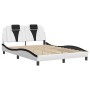 Estructura cama cabecero cuero sintético blanco negro 140x200cm de , Camas y somieres - Ref: Foro24-3208102, Precio: 232,96 €...